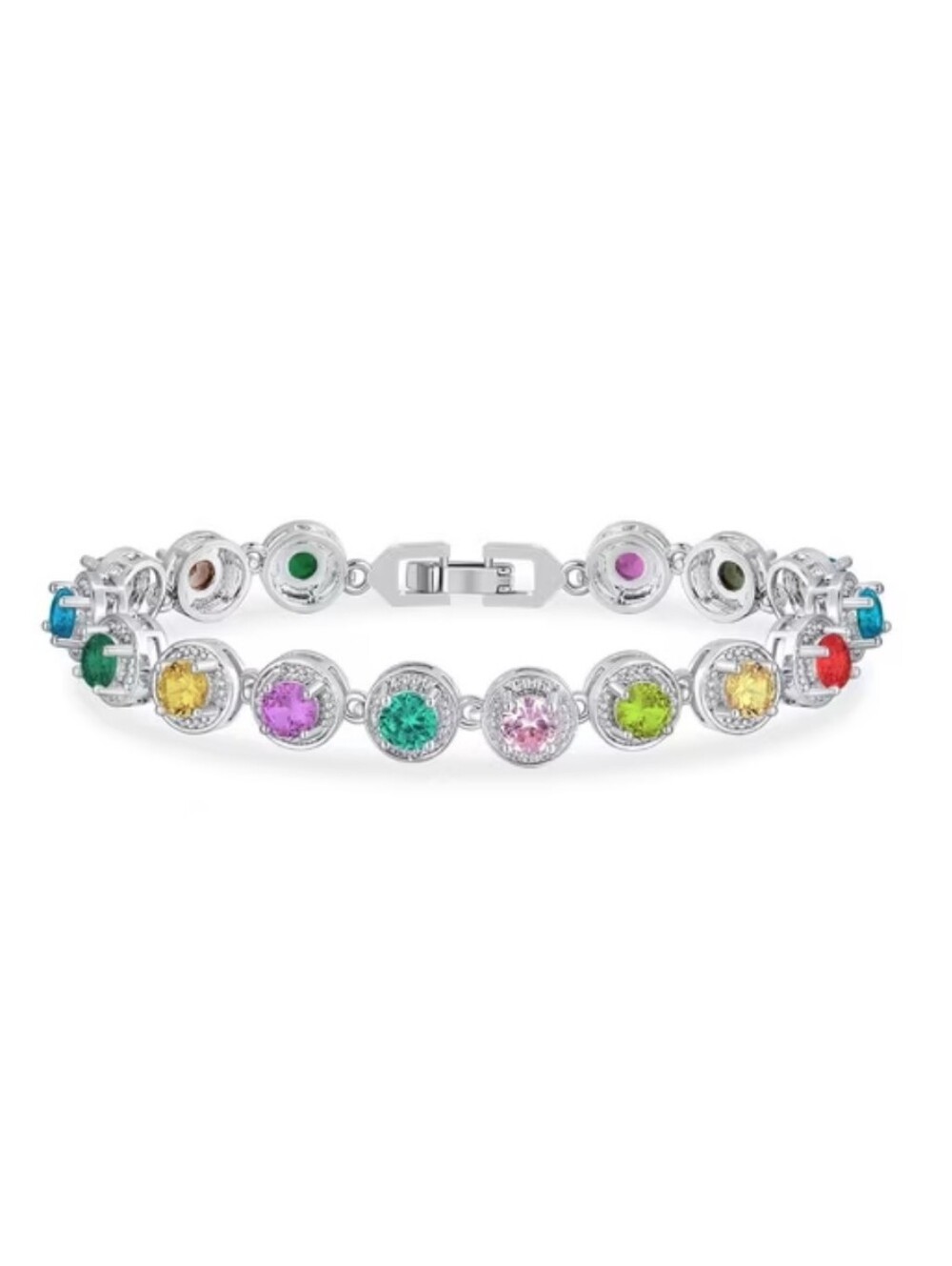 🆕️🌈 Multicolor Crystal Tennis Bracelet - Silver-tone🌈